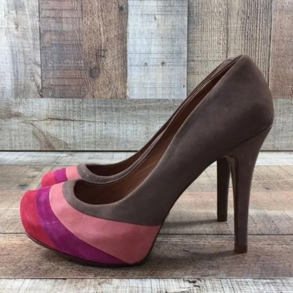 Schultz Closed High Heel Nubuck Capuccino Shoes Women's 8B  Slip On‎ - Picture 5 of 11